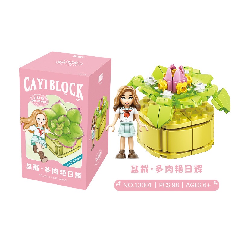 Cayi Bộ Đồ Chơi Xếp Hình Chậu Hoa Nhỏ Phong Cách Nông Dân Nhật Bản