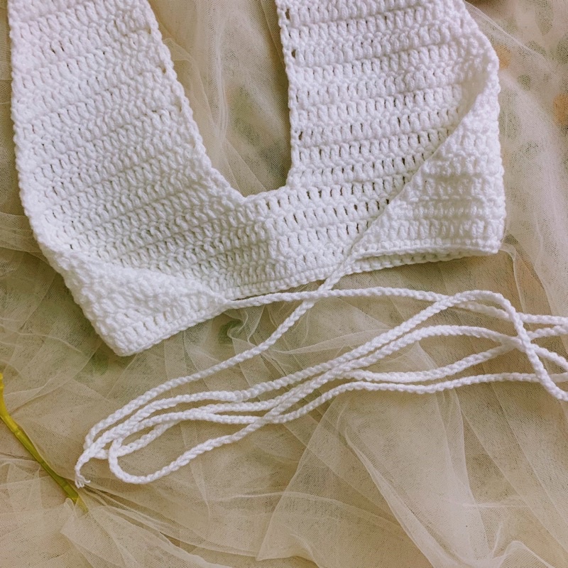 Áo Yếm Len - Bralette Len - Bikini Len Móc - Bralette Crochet - xanhlanhes