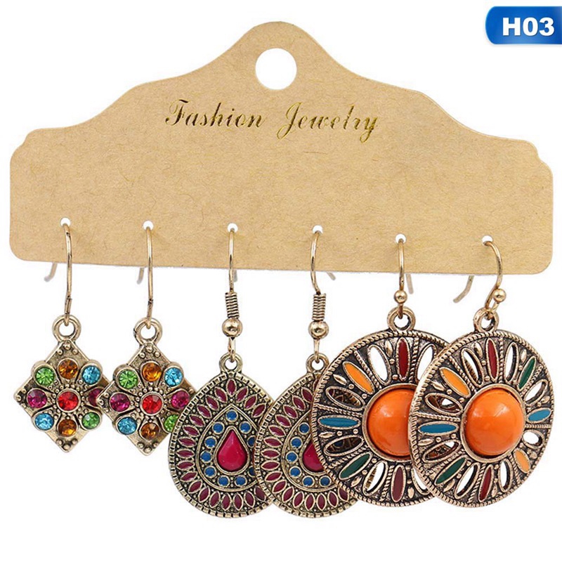 Bông tai dáng dài mặt tròn phong cách bohemian hợp thời trang