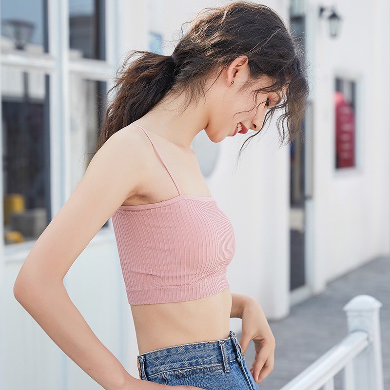 Áo ngực nữ len tăm , Áo bra ngang ngực dạng ống 2 dây không gọng