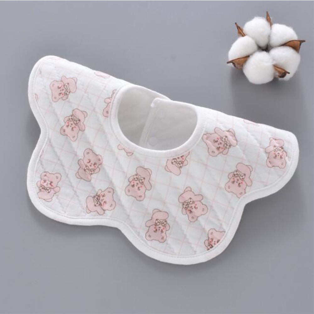 Yếm Ăn Cotton Cổ Tròn Chống Thấm Nước Thoáng Khí Có Thể Xoay Được Cho Bé