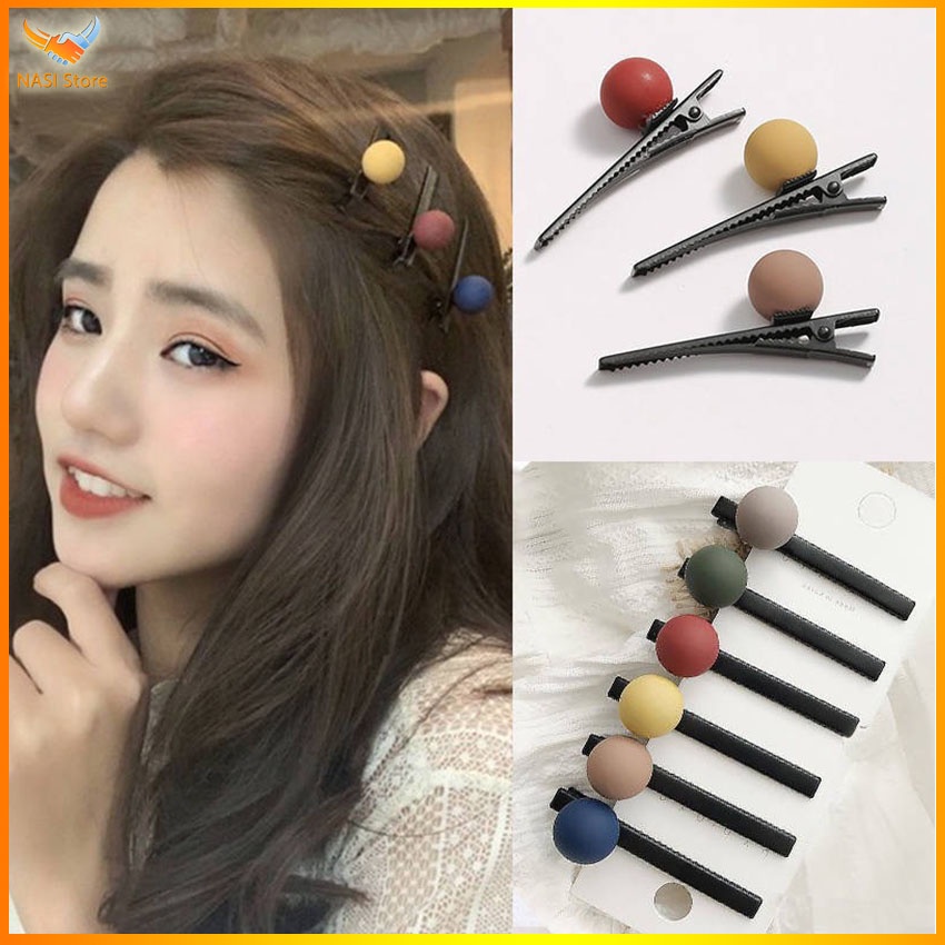 Kẹp tóc Hàn Quốc hạt tròn - Set 6 kẹp tóc mái xinh xắn dễ thương - NASI Store