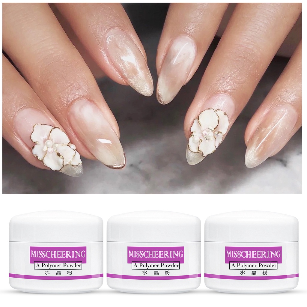 Bột đắp móng mỹ nail Misscheering Yapas 20g, hũ bột clear ombre nature white pink trang trí móng chuyên dụng