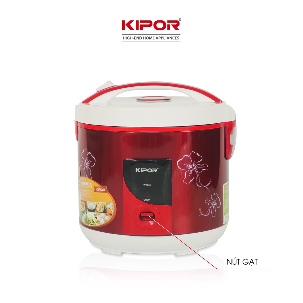 Nồi cơm điện KIPOR KP-25918 - 1.8L - Phủ chống dính HOÀNG KIM, Nồi cơm có tặng kèm vỉ hấp - Bảo hành tại nhà 12 tháng