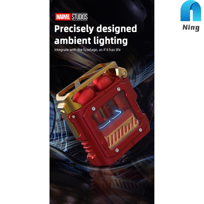 Ning Tai Nghe Nhét Tai Bluetooth Tws Không Dây Điều Khiển Cảm Ứng Chống Nước Phong Cách Marvel Thể Thao