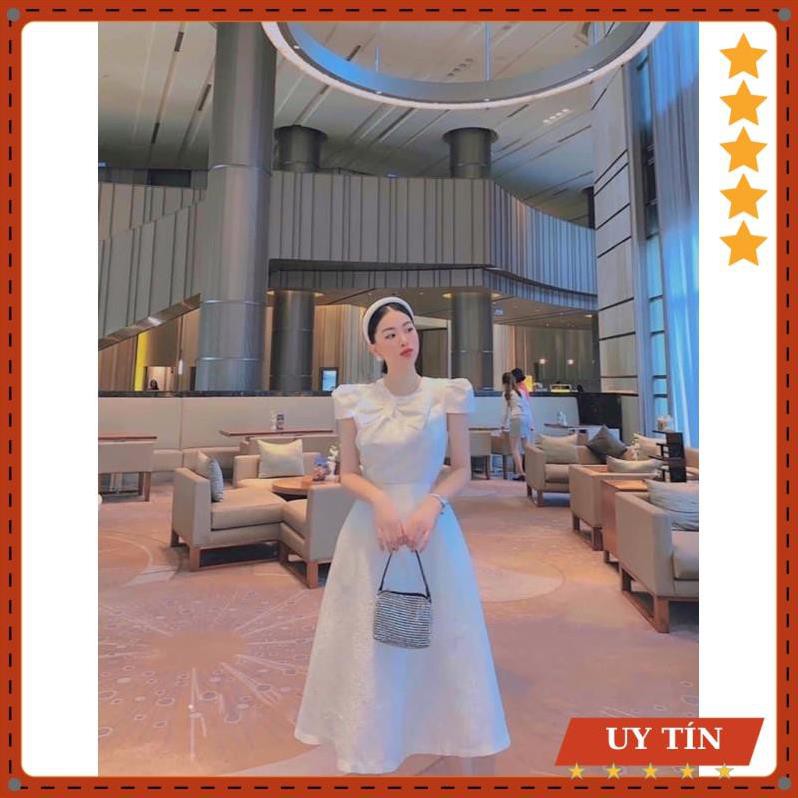 Đầm gấm tay con phối nơ sang trọng Eva_home_fashion | BigBuy360 - bigbuy360.vn