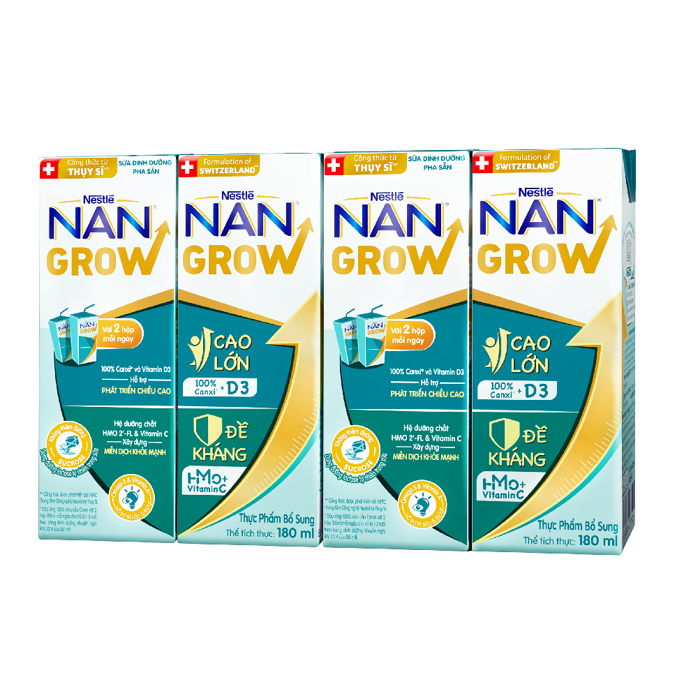 Thùng 24 hộp Sữa pha sẵn Nestlé NANGROW sữa mát công thức từ Thụy Sĩ 100% Canxi giúp bé cao lớn vượt trội 6(4 x 180ml)