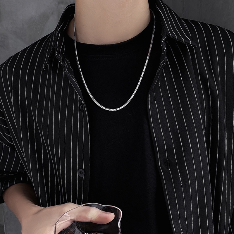 Vòng cổ xương rắn bằng thép titan đơn giản phong cách hip hop cho nam