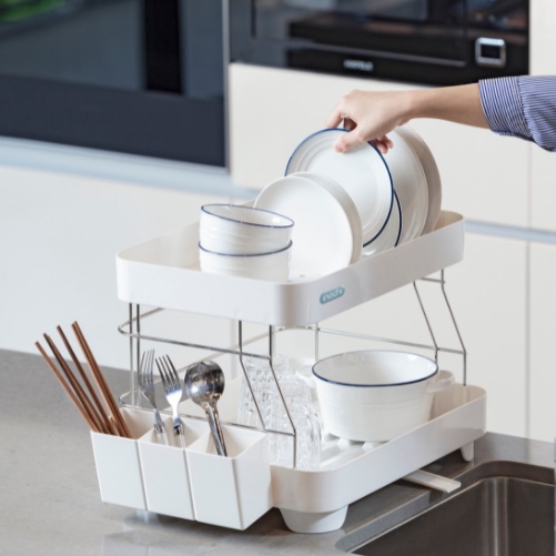 Kệ chén bát, sóng chén cao cấp inochi, kháng khuẩn, ngăn bụi, ngăn côn trùng - Giao màu ngẫu nhiên