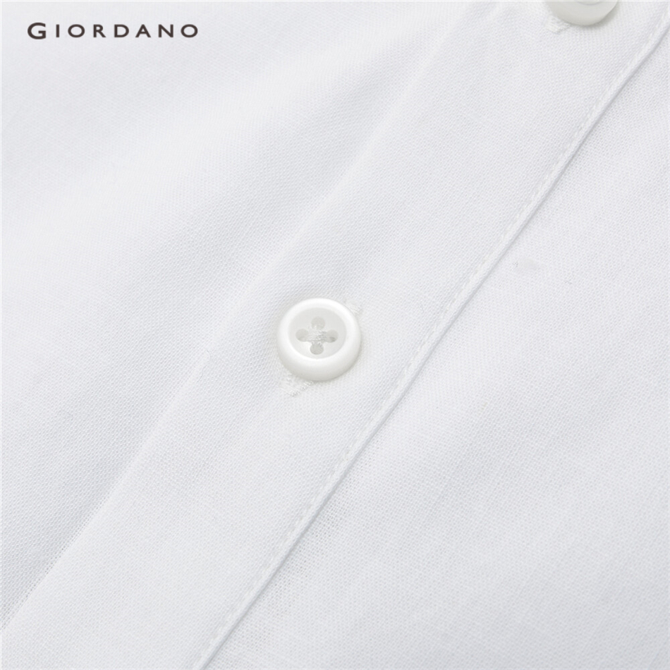 Áo Sơ Mi GIORDANO 01041481 Vải Cotton Lanh Cổ Đứng Cho Nam