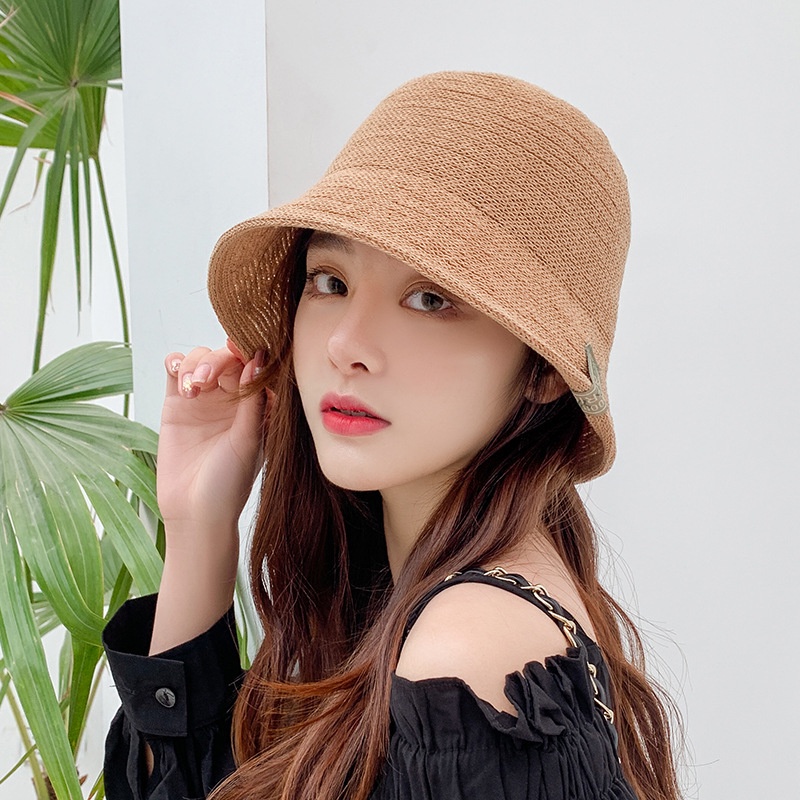 Mũ Bucket Che Nắng Có Nhãn Dán Phiên Bản Hàn Quốc Thời Trang Mùa Hè
