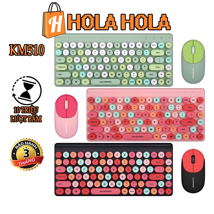 [Mã 33ELSALE hoàn 7% xu đơn 300k] Bộ phím chuột không dây cho nữ Divipard KM510