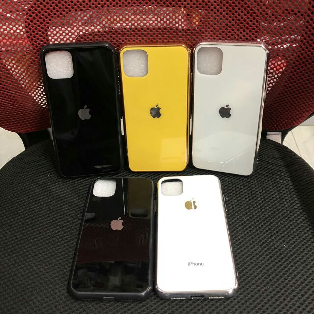 Ốp iphone11 6.1, iphone11 promax 6.5 viền dẻo màu lưng bóng kính