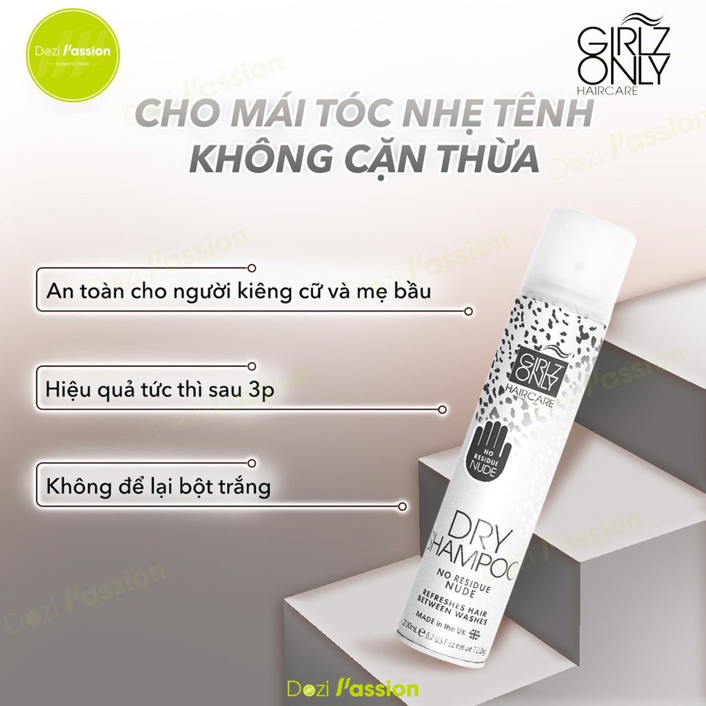 Dầu Gội Khô Girlz Only Sạch Dầu Nhờn, Hết Bết Dính, Giúp Tóc Bồng Bềnh - Girlz Only Dry Shampoo 200ml