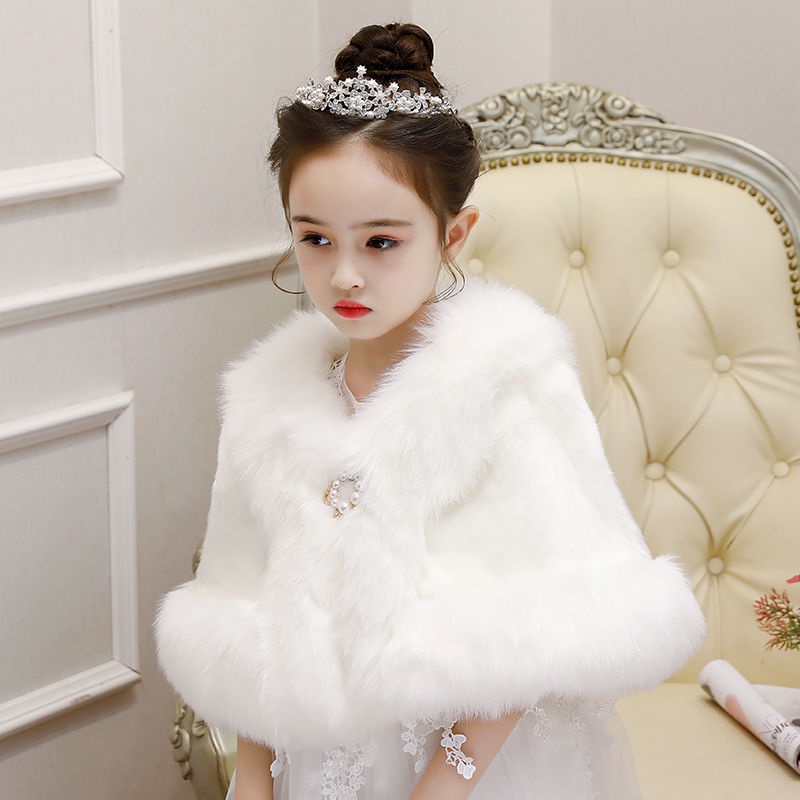 Áo choàng len dày phối lông thú kiểu công chúa mùa đông mới cho bé gái
 | BigBuy360 - bigbuy360.vn