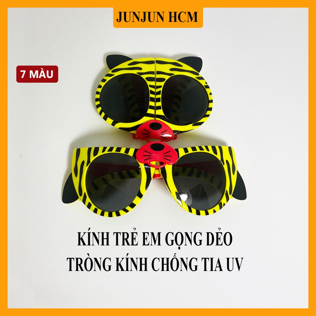 Kính mát trẻ em thời trang JJ855 gọng nhựa dẻo,kiểu kính gấp gọn hình chú báo siêu đáng yêu dành cho bé từ 1 đến 6 tuổi