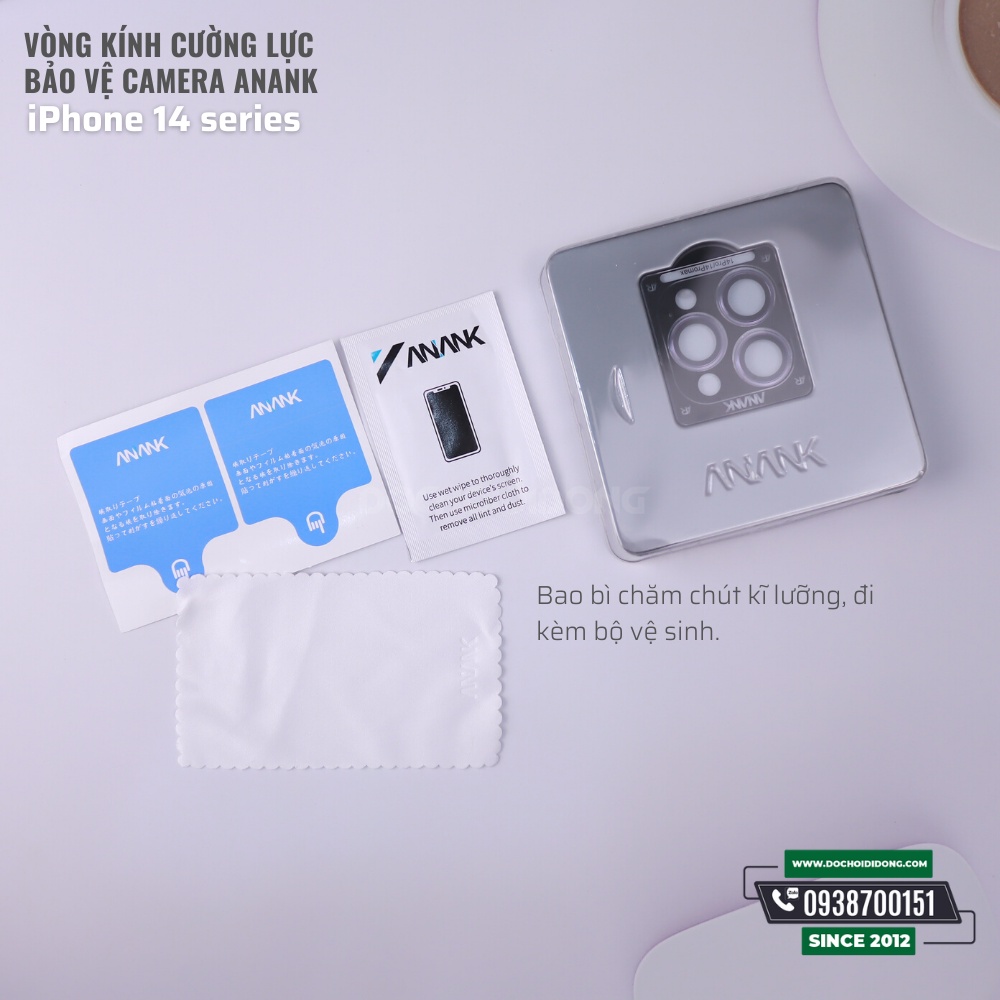 Vòng kính cường lực bảo vệ camera cho iPhone 14 - 14 Plus - 14 Pro - 14 Pro Max chống chói ANANK AR
