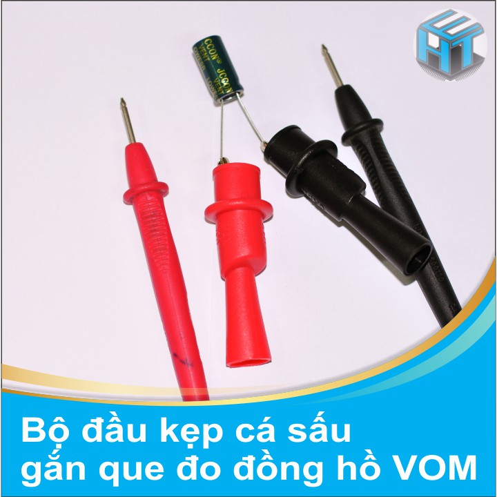 BỘ ĐẦU KẸP CÁ SẤU GẮN QUE ĐO ĐỒNG HỒ VOM Đen Đỏ