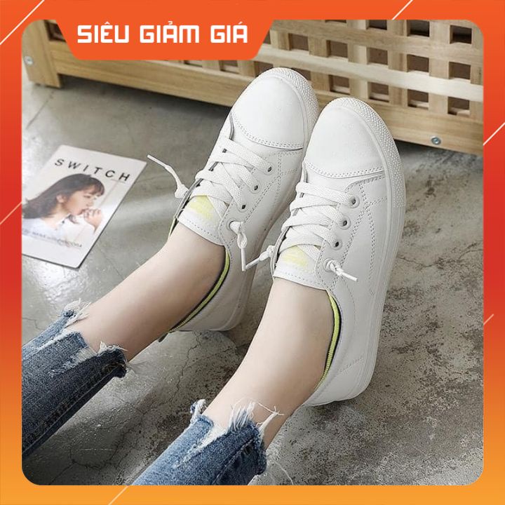 Giày thể thao nữ cao cấp, slip on cổ chun, da tổng hợp mềm mại, đế cao su non êm mềm TT04