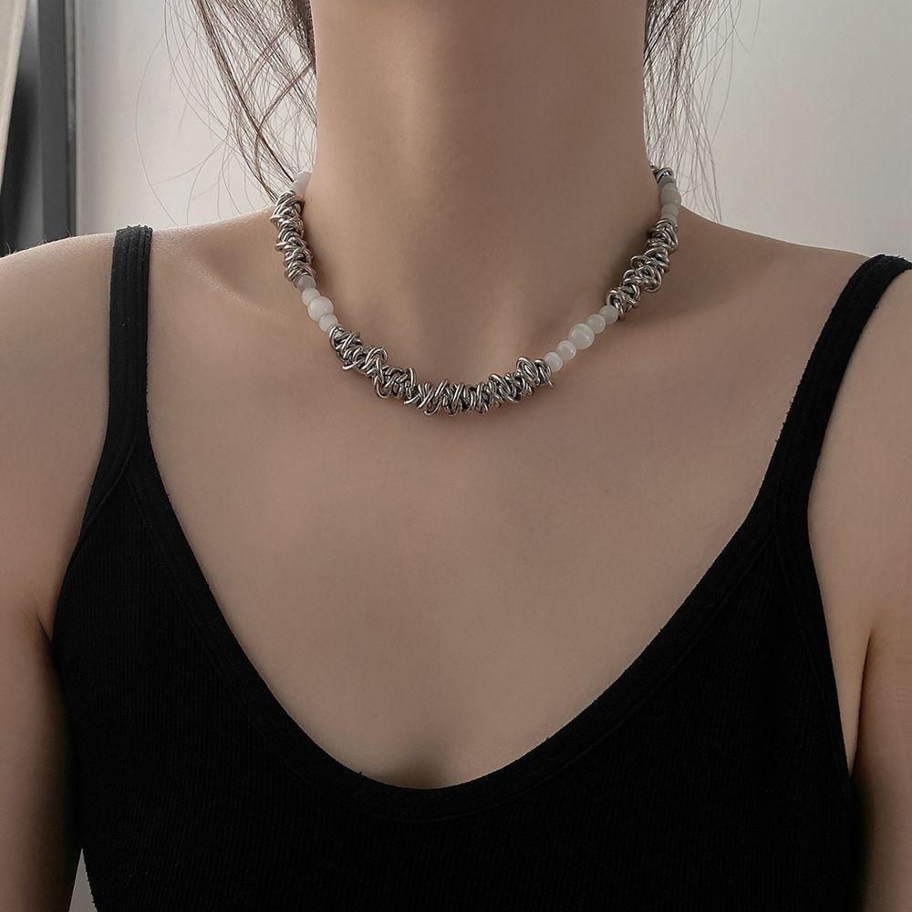 AROMA Vòng cổ Thép Titan Mặt Hình Học Phong Cách Hip Hop Hàn Quốc Thời Trang Cho Cặp Đôi