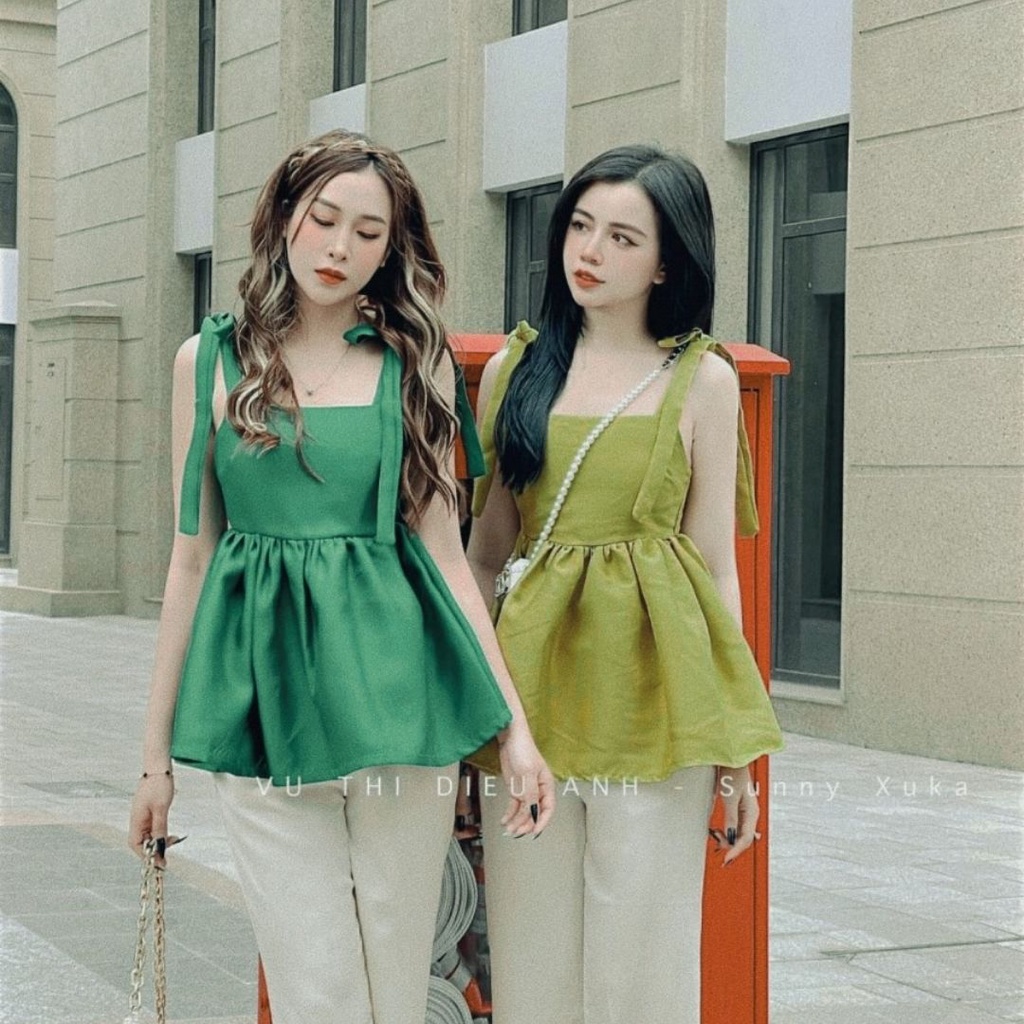 Áo kiểu nữ xếp ly 3 tầng tay bồng tiểu thư bánh bèo nữ tính phong cách Hàn quốc Liaofashion UV73