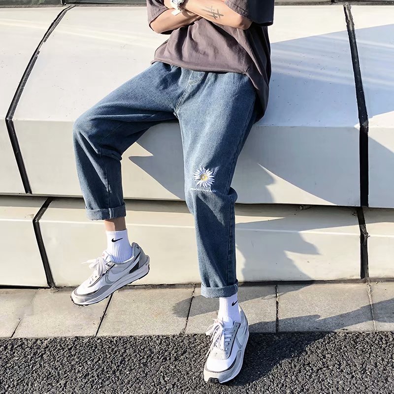 Men's street-style street-style long-leg jeans for men