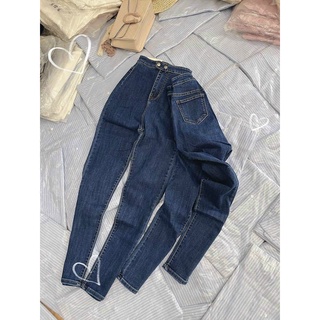 Quần jean trơn lưng cao nữ ôm dáng 2 nút xinh lb125