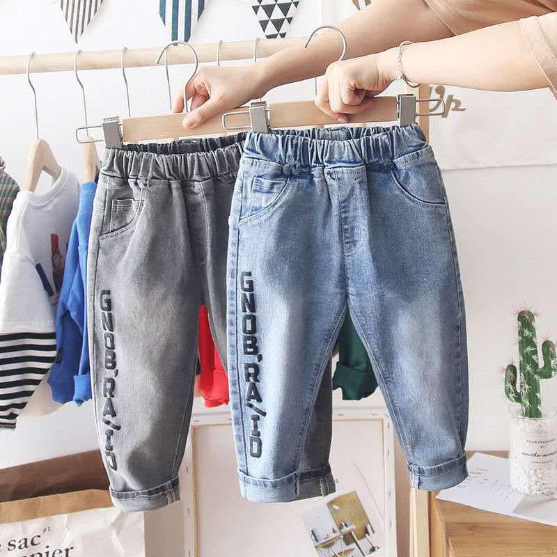 Quần Jeans Dài In Chữ Thời Trang Cho Bé