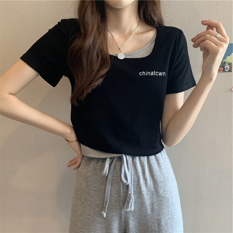 Áo Crop Top Thời Trang Giả Nhiều Lớp Phong Cách Năng Động 2021