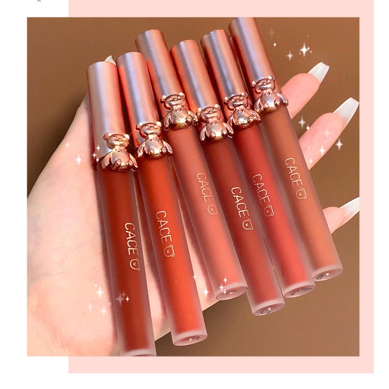 Son Kem Lì Kháng Nước Mềm Mịn Như Nhung Thiết Kế Hình Chú Gấu Dễ Thương Thương Hiệu CACE