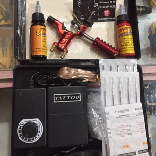Combo 1 máy xăm rotary flydragon /bộ mầu đỏ