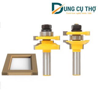 BỘ 2 MŨI PHAY GỖ GHÉP VÁN CÁNH TỦ BẾP - MŨI SOI  ĐÁNH MỘNG CỬA DÀY 18-25.4MM