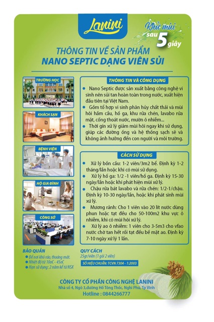 Viên khử mùi hầm cầu vi sinh NANO SEPTIC dùng cho 2-3m3 hầm cầu