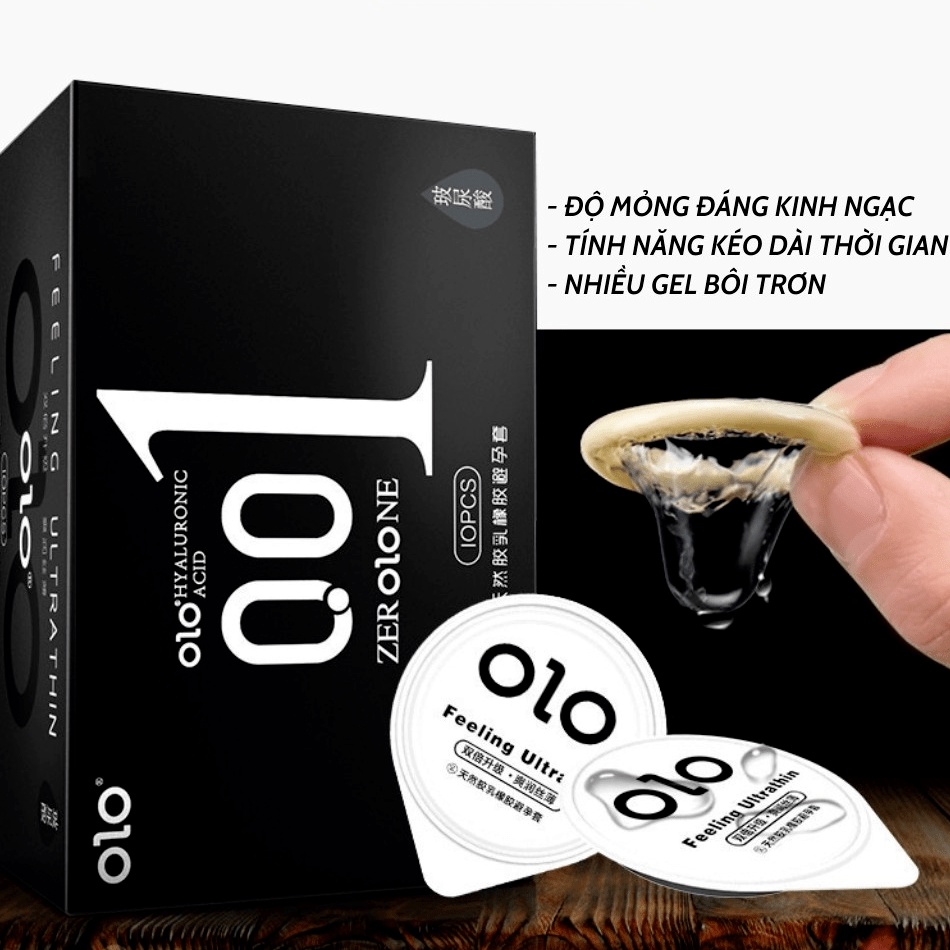 Bao Cao Su Siêu Mỏng OLO 001 Feeling Ultrathin Đen 10 Cái