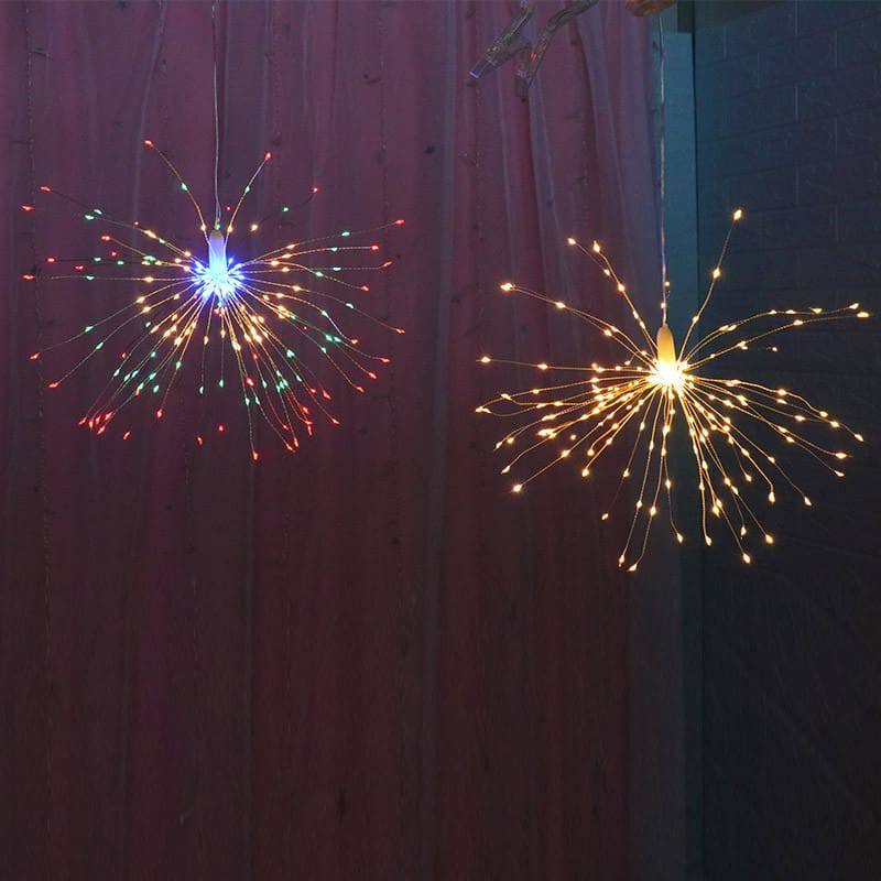 ⚡GIAO HỎA TỐC⚡ Dây đèn Led pháo hoa cao cấp - firework ánh vàng - 5 chùm trang trí lễ, tết..