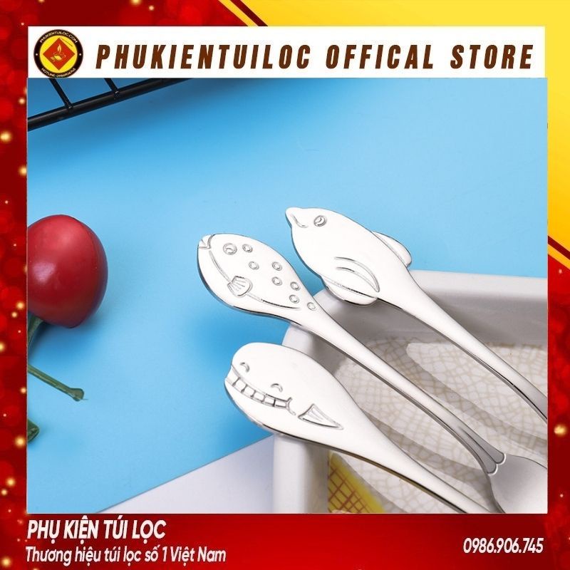 Thìa, dĩa sáng tạo cá heo 304 dành cho trẻ em, kute, dễ thương- Phukientuiloc.com