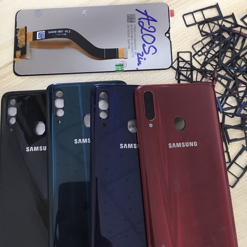 Combo Bộ Vỏ Sườn + Màn Hình Samsung A20s Zin Hàng Cao Cấp Tặng Khay Sim