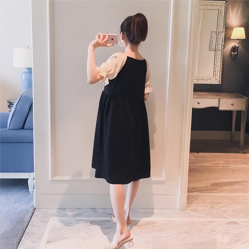 Váy bầu đẹp chất đũi Hàn mềm mịn