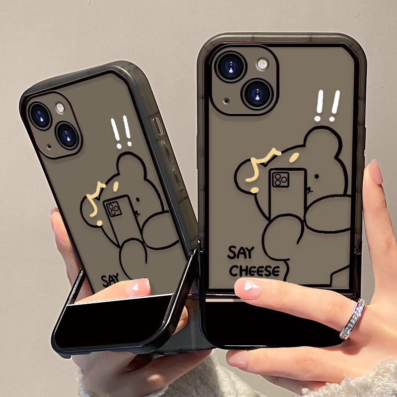 Ốp Điện Thoại Silicon TPU Mềm Trong Suốt Có Giá Đỡ Dễ Thương Cho iPhone 12 13 SE2020 6 6S 7 8 Plus X XS XR 11 Pro Max