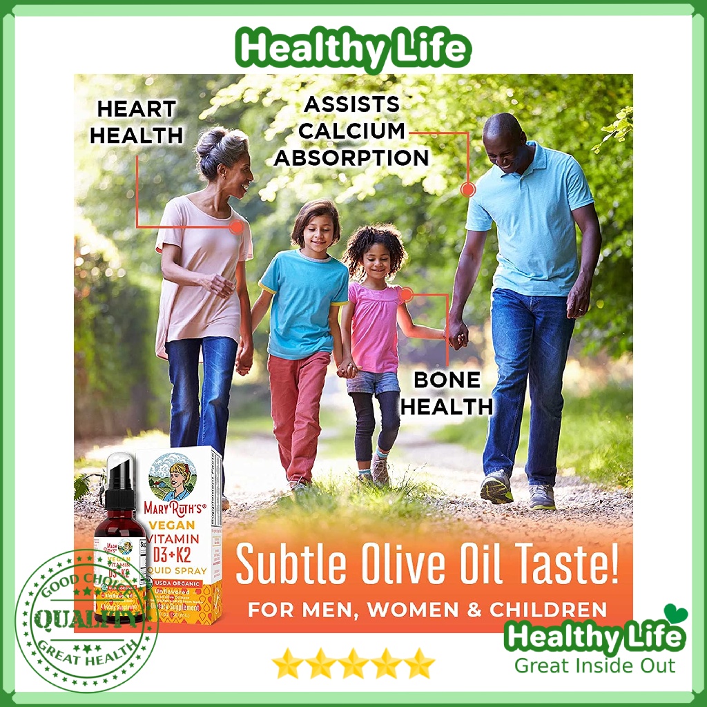 Chai Xịt MaryRuth’s D3+K2  Liquid Spray by MaryRuth’s for Adults & Kids Mary Ruth’s