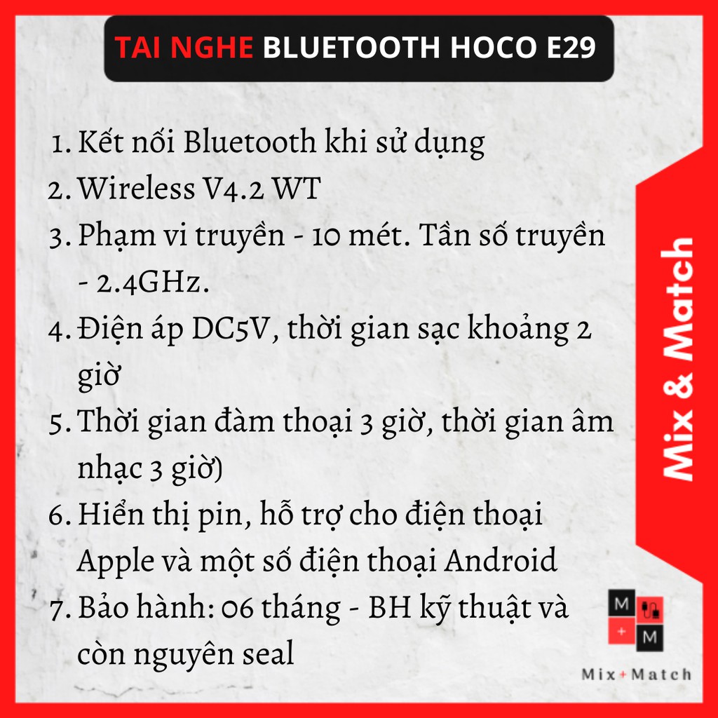 Tai Nghe Bluetooth chính hãng Hoco E29 V4.2