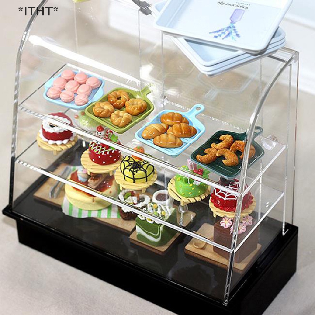 Tủ Trưng Bày Bánh Kem Mini Bằng Gỗ Tỉ Lệ 1: 12 Trang Trí Nhà Búp Bê