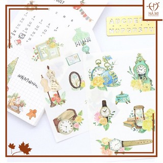 Miếng dán sticker retro vintage cổ điển dễ thương trang trí tập vở và sổ tay Hà Mi Handmade