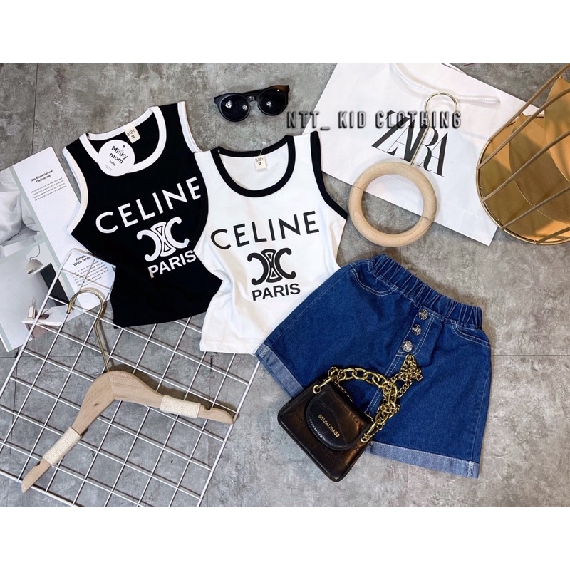 Bộ ba lỗ CELI NE quần Jeans siêu cá tính và thời trang cho bé gái - B3LCQJ