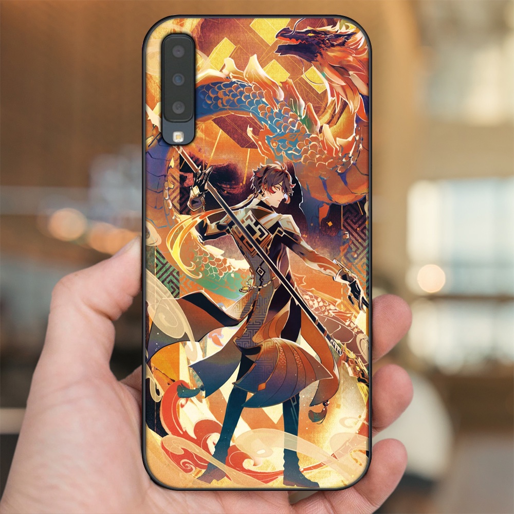 Ốp lưng Samsung A7 2018 viền đen in hình Zhongli Genshin Impact