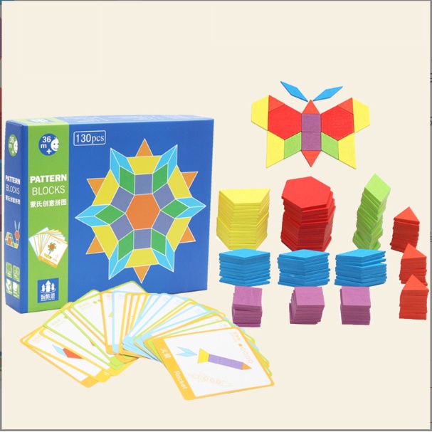 Đồ chơi bộ xếp hình sáng tạo Tangram 130 chi tiết bằng gỗ cho bé - Bộ đồ chơi Puzzle Block 130 chi tiết cho bé thoả sức