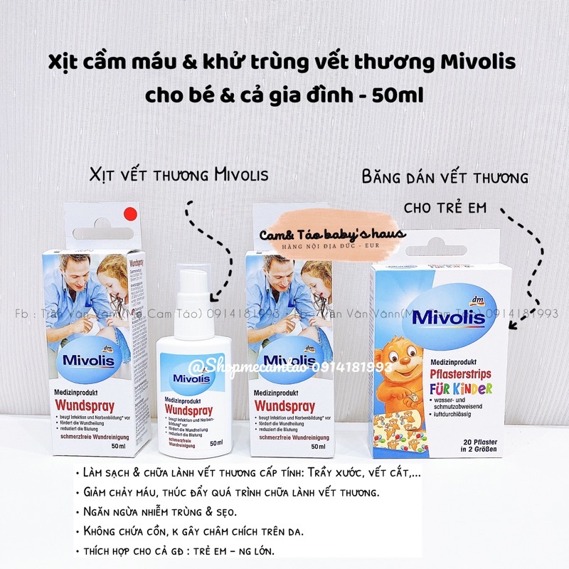 Xịt vết thương Mivolis - 50ml ( Đủ bill chính hãng )
