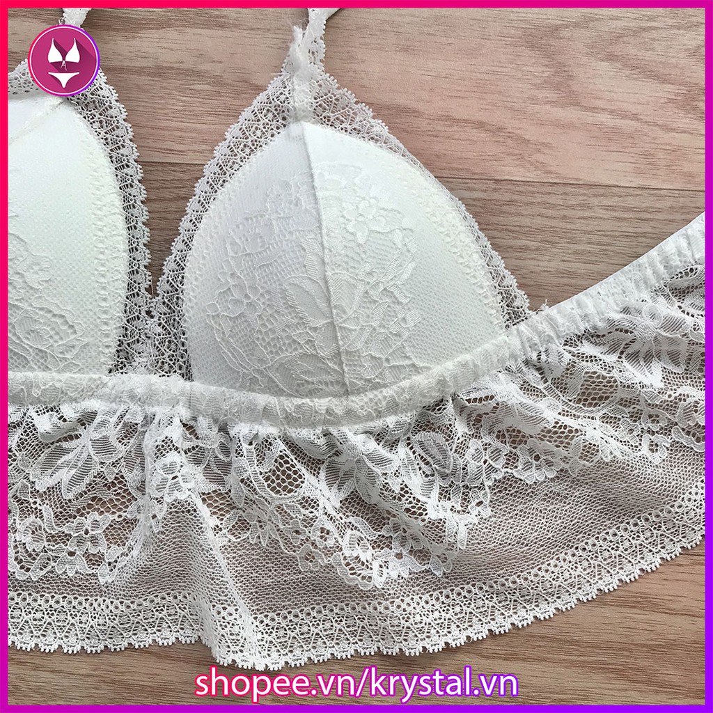 Bộ đồ lót ren không gọng mút vừa nâng ngực màu trắng tinh khôi sexy gợi cảm KRYSTAL Bralette Princess KB01 | WebRaoVat - webraovat.net.vn