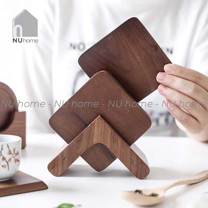 nuhome.vn | Đế lót ly bằng gỗ cao cấp đẹp mắt, được thiết kế sáng tạo mang phong cách nhật bản, bộ 6 đế lót gỗ tự nhiên