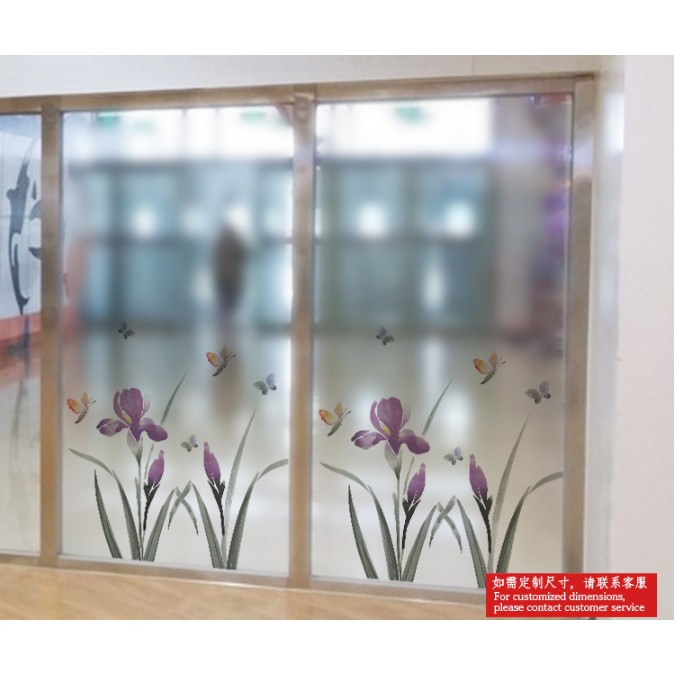 Decal dán kính cao cấp - Mẫu Hoa Tím bướm ( 60x116 )